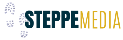 Blue and yellow logo for Steppe Media